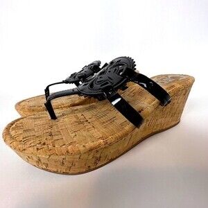 Circus by Sam Edelman Womens Wedge Sandals Size 8 M Black Patent "Rocky" EUC